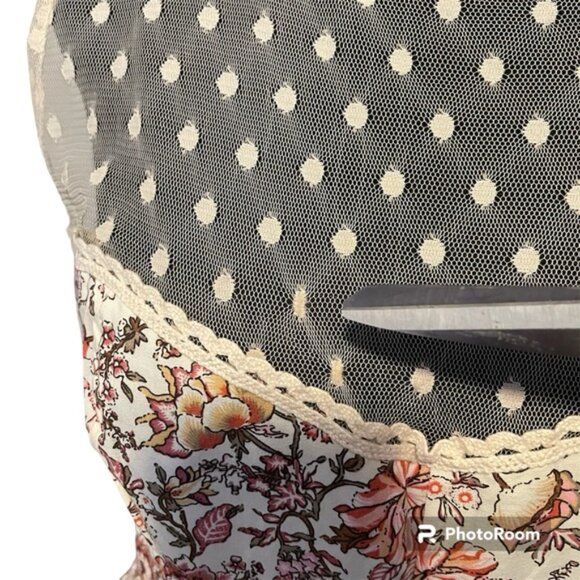 Atmosphere Delicate Floral Midi Dress Sweetheart Mesh Dot Illusion Neckline - Picture 13 of 13